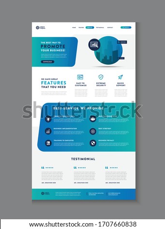 Business Website Landing Page | App Landing Page | Web User Interface Design | Web Wire-frame Template Royalty-Free Stock Photo #1707660838