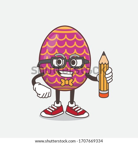 An illustration of Easter Egg cartoon mascot character holding a box