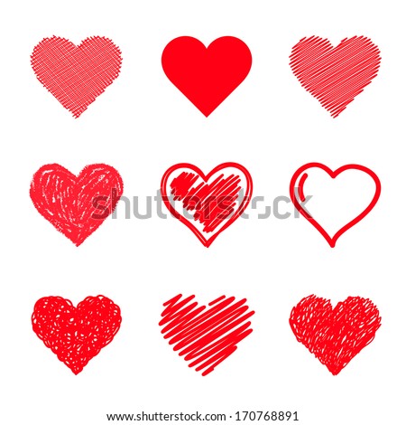 Vector hearts set. Hand drawn. Royalty-Free Stock Photo #170768891