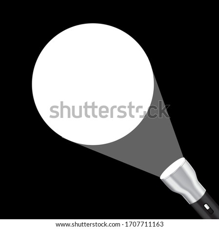 3D Flashlight with projection Spotlight on Banner Vector Illustration. Place for your text. Object  Abstract Background Concept Design.