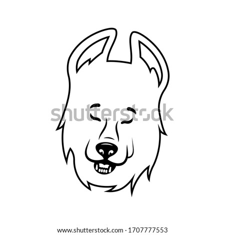 Linear illustration of a German shepherd. Icon for creating tattoos and stickers.