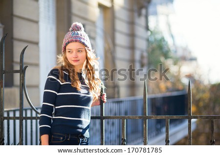 Girl having fun outdoors in Paris