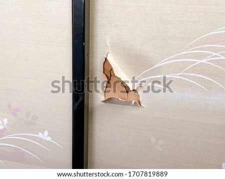 The Japanese sliding doors were broken. Royalty-Free Stock Photo #1707819889