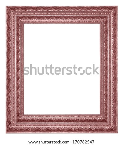 Picture frame gold wood frame in white background.