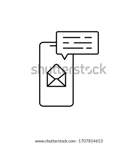 new message on the smartphone screen icon. concept of get sms, email notification, chat, advertisement or announcement, correspondence from social media, app. linear sign isolated on white background