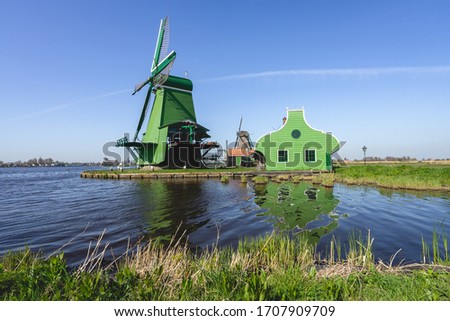 wind mills and old houses, Zaanse Schans, The Netherlands