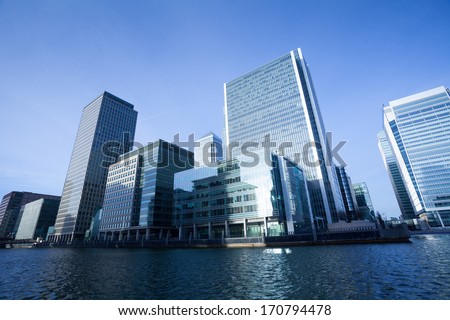Corporate building Financial Skyscrapers Office center in the Canary Wharf, City of London 