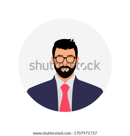 Businessman Icon Image, Male Avatar Profile Vector with Glasses and Beard Hairstyle