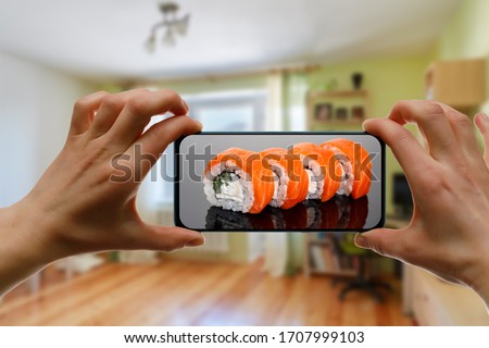 Order sushi set via the mobile app on your smartphone from home