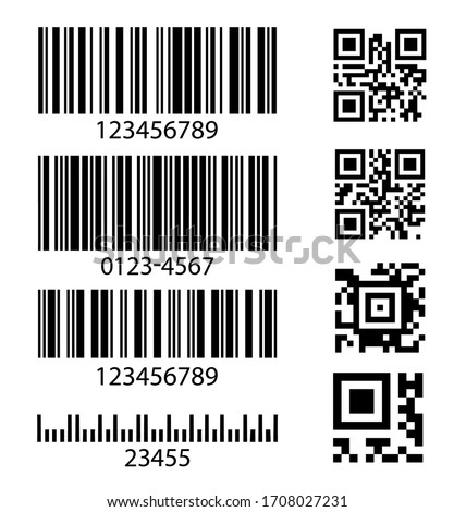 Set of abstract barcode bar code templates for scanner digital codes for social networking, market, payments and design
