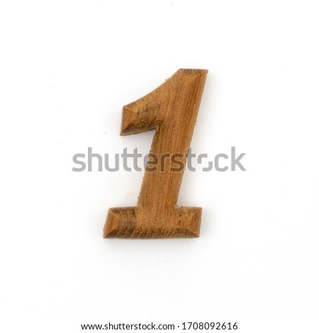 wood number one on white background