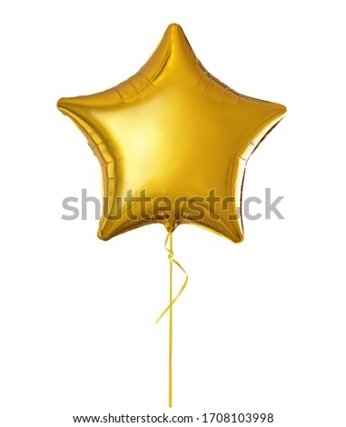 Figured Golden Balloon Star Isolated on White Background