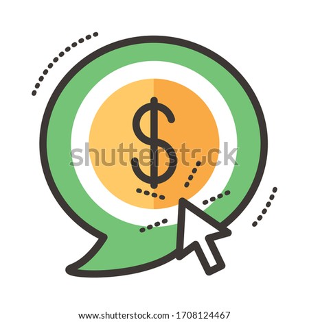 coin dollar in speech bubble line and fill style icon vector illustration design