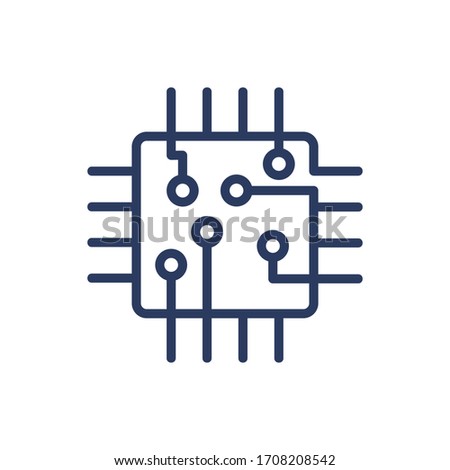 CPU thin line icon. Chip, microchip, circuit isolated outline sign. Computer technology concept. Vector illustration symbol element for web design and apps Royalty-Free Stock Photo #1708208542