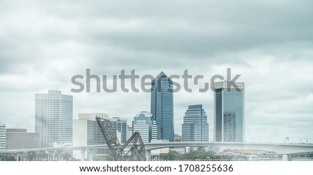 Jacksonville, Florida. Sunset view of city skyscrapers.