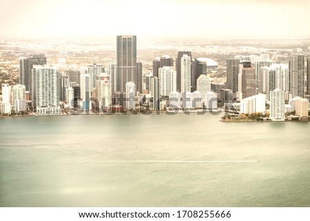 Helicopter view of Miami buildings, Florida - USA.
