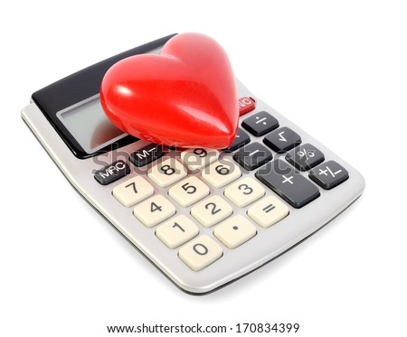 you can't put a price on love, a heart on a calculator isolated on a white background