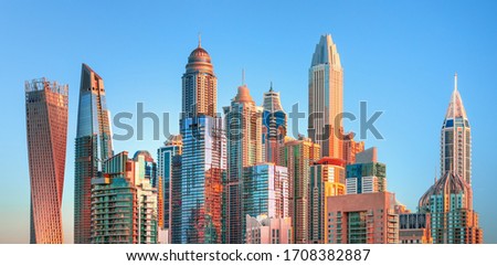 Dubai -  morning view on Dubai Marina skyscrapers, United Arab Emirates