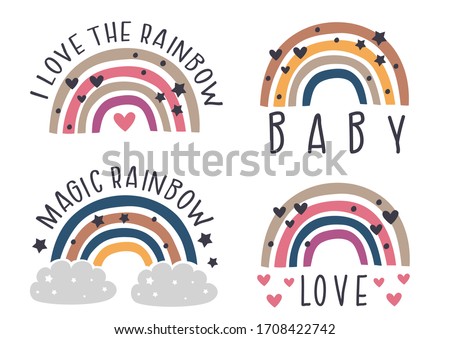 set of isolated nursery rainbows
  - vector illustration, eps    