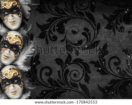 Horizontal vintage style dark masquerade background