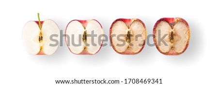 Apple slices Wither collection isolated on white background , top view , flat lay. Royalty-Free Stock Photo #1708469341