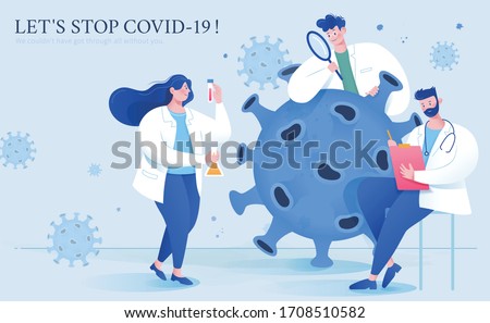 Thank you banner for virus scientists in flat style, with scientists working together to find effective vaccine and treatments for COVID-19 Royalty-Free Stock Photo #1708510582