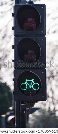 Bicycle Lane traffic light in Amsterdam, Netherlands