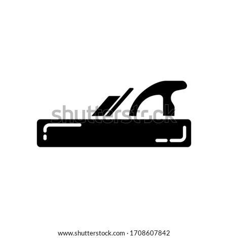 Carpenter tool jointer isolated on white background. Black icon for construction, decoration, repair services. Tool kits. Sale, rent. Hand tools.  Shop for locksmith, carpenter, foreman.