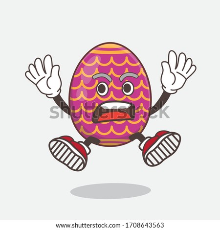 An illustration of Easter Egg cartoon mascot character with shocked gesture