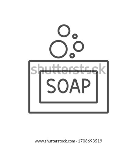 Soap related vector thin line icon. Isolated on white background. Editable stroke. Vector illustration.