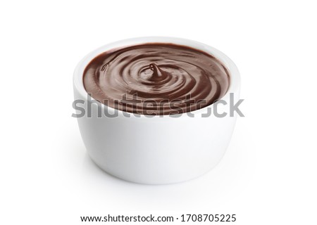Bowl with chocolate butter isolated on white background. With clipping path. Royalty-Free Stock Photo #1708705225