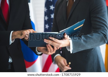 the diplomat relationship between countries. Diplomatic relations And international business partnership Royalty-Free Stock Photo #1708715929