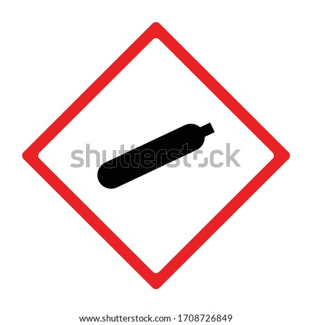Gas cylinder hazard sign or symbol. Vector design isolated on white background.  Latest hazard signs collection. GHS hazard sign.