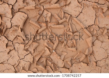 Textured background of cracked dry brown earth.