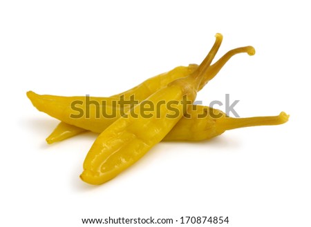 Macedonian hot pepper marinaded. Isolated on white nackground. Royalty-Free Stock Photo #170874854