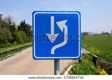 Sign traffic concept, place to pass oncoming traffic