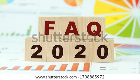 faq 2020 text on wooden blocks in two rows business concept diagram background
