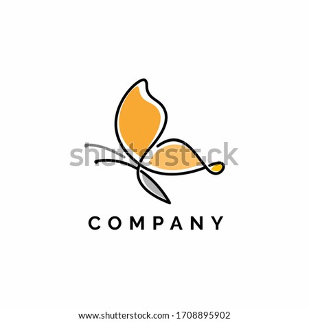 Buterfly Logo Design vector with Elegant linear and simple monoline style