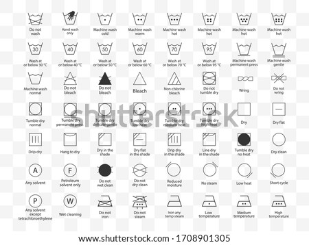 Laundry symbols icon set. Vector illustration, flat design.