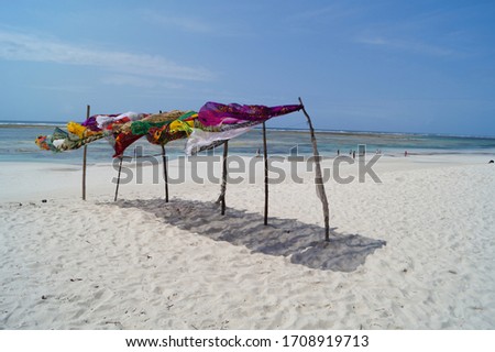 Beach in Zanzibar with clothes