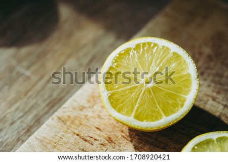 Lemon slice cut and light transparency