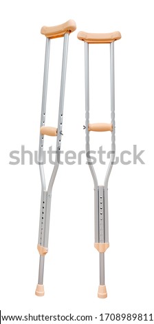 crutches for walking isolated on white background, clipping path Royalty-Free Stock Photo #1708989811