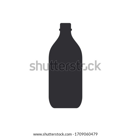 Bottle silhouette. Bottle of milk. Vector icon. Vector bottle. Stencil of beer bottle. Flask template. Logo template. Flask silhouette. Jar icon. Glass container. Shape for 3d modeling. Plastic 