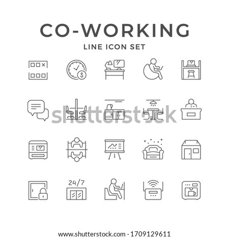 Set line icons of co-working Royalty-Free Stock Photo #1709129611