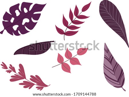 Seamless pattern, tropical leaves, vector graphics. Pink background.