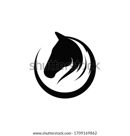 Black horse head silhouette logo illustration 