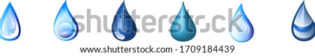 Water Drop Vector Set - Isolated On White Background. Vector Collection Of Flat Water Drop Logo. Icons For Droplet, Water Design, Rain, Raindrop, Company Logo And Drop Design