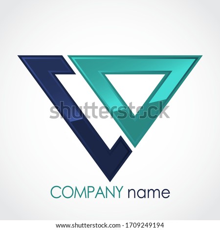 glossy line triangle blue color logo design