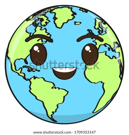 Cartoon of a happy earth planet - Vector