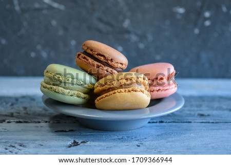 Colorful Macaroon on wooden Background